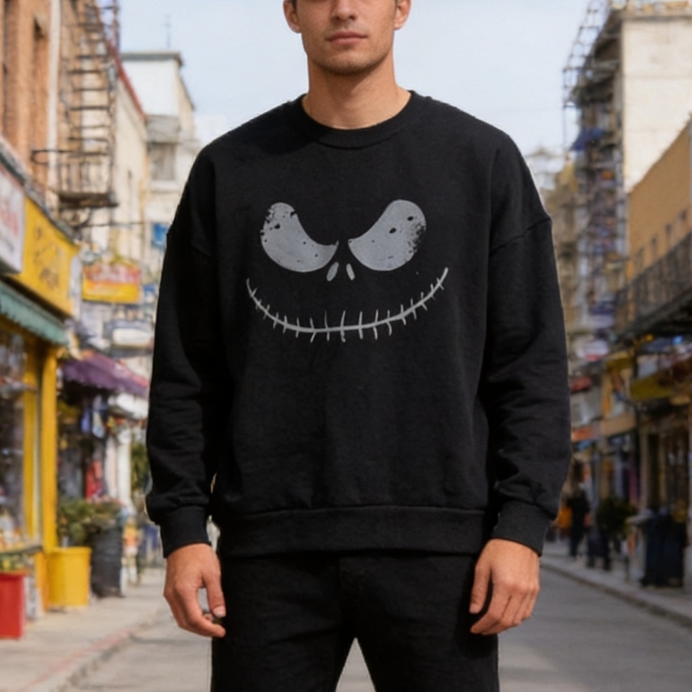 Disney Nightmare Before Christmas Graphic Men's Sweater - Black & Gray -size L
